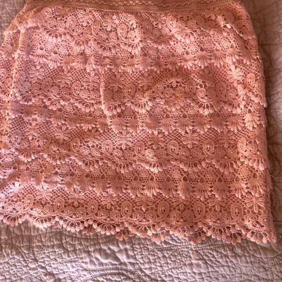 Jolt Dusty Pink Layered Crochet Skirt M - Picture 5 of 10
